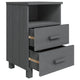 Xorro Bedside Nightstand Set of 2 | 2 Drawers | Dark Gray Solid Pine Wood