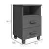 Xorro Bedside Nightstand Set of 2 | 2 Drawers | Dark Gray Solid Pine Wood