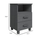 Xorro Bedside Nightstand Set of 2 | 2 Drawers | Dark Gray Solid Pine Wood