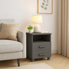 Xorro Bedside Nightstand Set of 2 | 2 Drawers | Dark Gray Solid Pine Wood