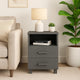 Xorro Bedside Nightstand Set of 2 | 2 Drawers | Dark Gray Solid Pine Wood