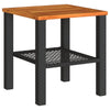 Reggy Outdoor Square Table | 16" Brown Top | Faux Rattan | Black Metal