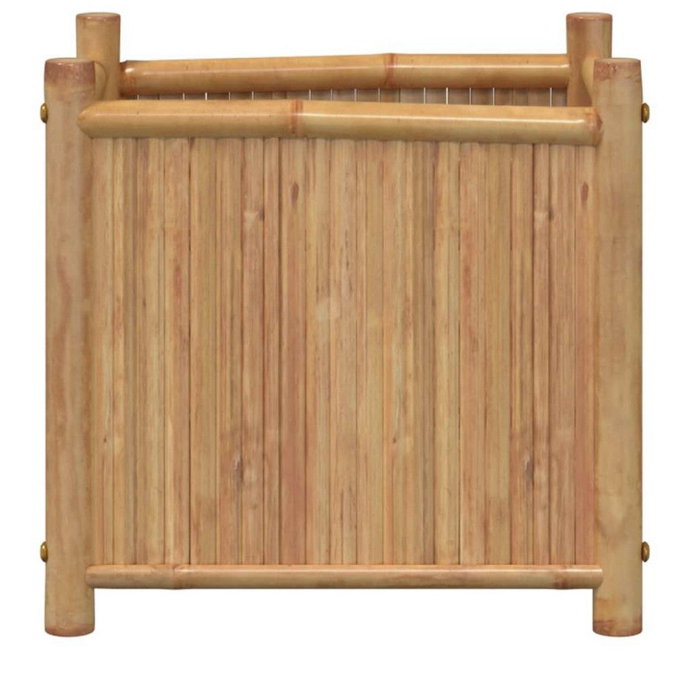 Sriya Outdoor Square Planter | 16x16" | Beige Natural Bamboo