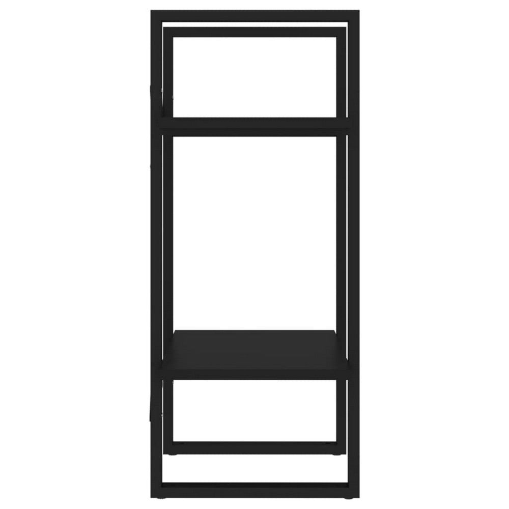 Tusha Wall Bookcase w 2 Open Shelves | Black Wood | Black Metal