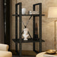 Tusha Wall Bookcase w 2 Open Shelves | Black Wood | Black Metal