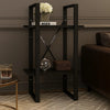 Tusha Wall Bookcase w 2 Open Shelves | Black Wood | Black Metal
