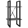 Tusha Wall Bookcase w 2 Open Shelves | Gray Wood | Black Metal