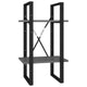 Tusha Wall Bookcase w 2 Open Shelves | Gray Wood | Black Metal