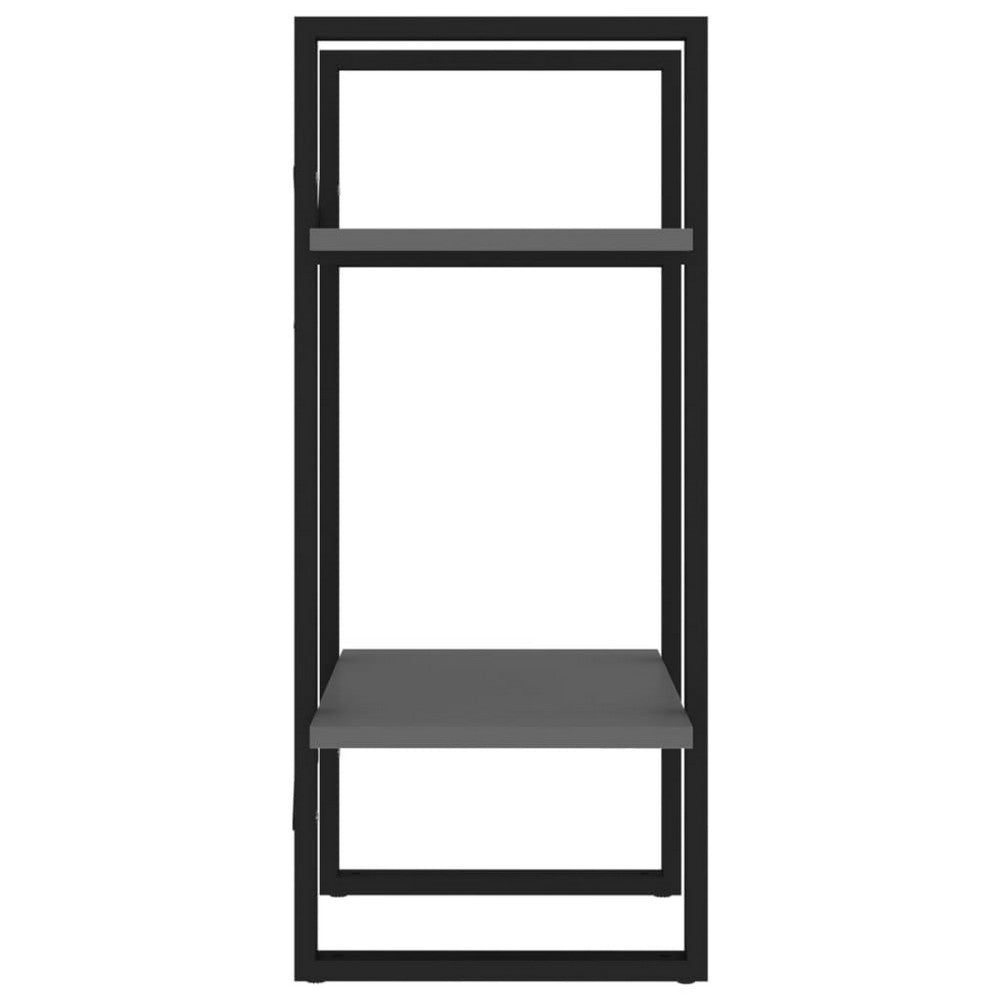 Tusha Wall Bookcase w 2 Open Shelves | Gray Wood | Black Metal