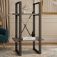 Tusha Wall Bookcase w 2 Open Shelves | Gray Wood | Black Metal