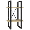 Tusha Wall Bookcase w 2 Open Shelves | Beige Wood | Black Metal