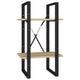 Tusha Wall Bookcase w 2 Open Shelves | Beige Wood | Black Metal