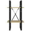 Tusha Wall Bookcase w 2 Open Shelves | Beige Wood | Black Metal