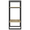 Tusha Wall Bookcase w 2 Open Shelves | Beige Wood | Black Metal