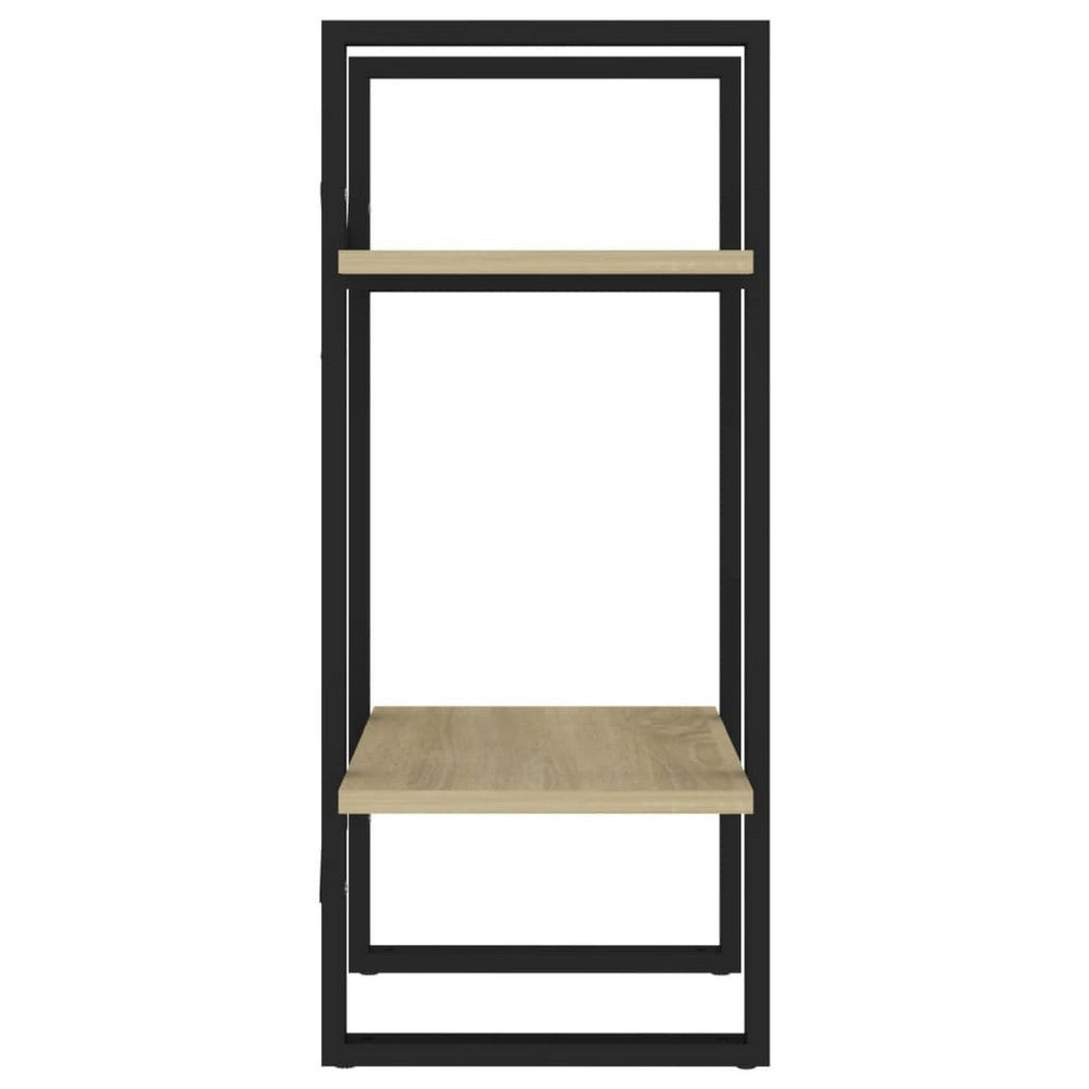 Tusha Wall Bookcase w 2 Open Shelves | Beige Wood | Black Metal