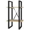 Tusha Wall Bookcase w 2 Open Shelves | Beige Wood | Black Metal
