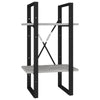Tusha Wall Bookcase | 2 Shelves | Concrete Gray Wood | Black Metal