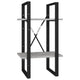 Tusha Wall Bookcase | 2 Shelves | Concrete Gray Wood | Black Metal