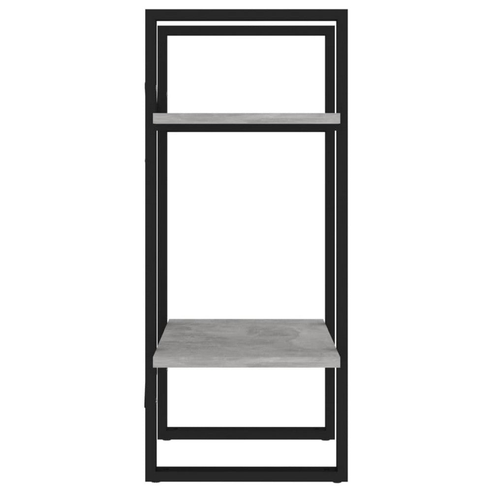 Tusha Wall Bookcase | 2 Shelves | Concrete Gray Wood | Black Metal