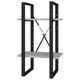 Tusha Wall Bookcase | 2 Shelves | Concrete Gray Wood | Black Metal
