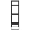 Nanie Wall Bookcase w 3 Open Shelves | Gray Wood | Black Metal
