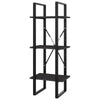 Nanie Wall Bookcase w 3 Open Shelves | Gray Wood | Black Metal