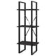 Nanie Wall Bookcase w 3 Open Shelves | Gray Wood | Black Metal