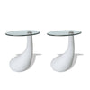 Ennie Coffee Table Set of 2 | White Fiberglass & Tempered Glass | 22"