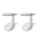 Ennie Coffee Table Set of 2 | White Fiberglass & Tempered Glass | 22"