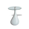 Ennie Coffee Table Set of 2 | White Fiberglass & Tempered Glass | 22"