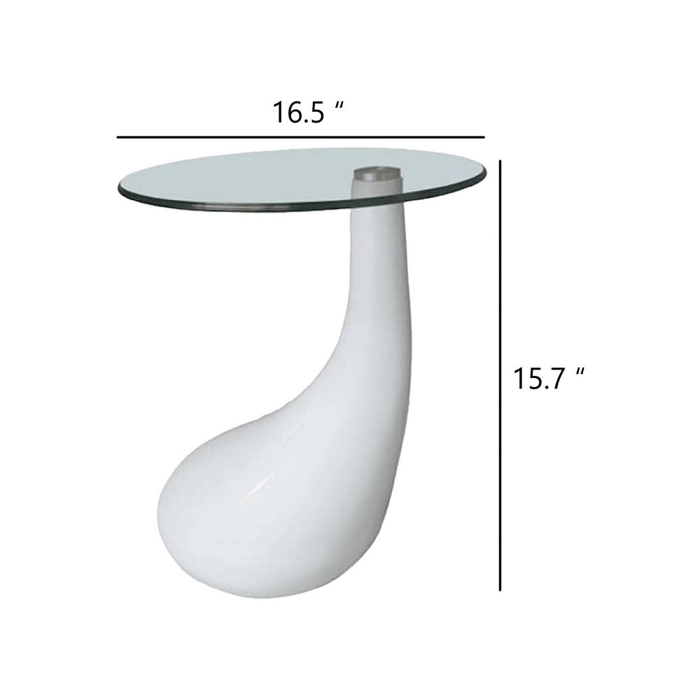 Ennie Coffee Table Set of 2 | White Fiberglass & Tempered Glass | 22"