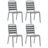 Dandy Outdoor Chair Set of 4 | Slatted Design | Dark Gray E-Coated Steel