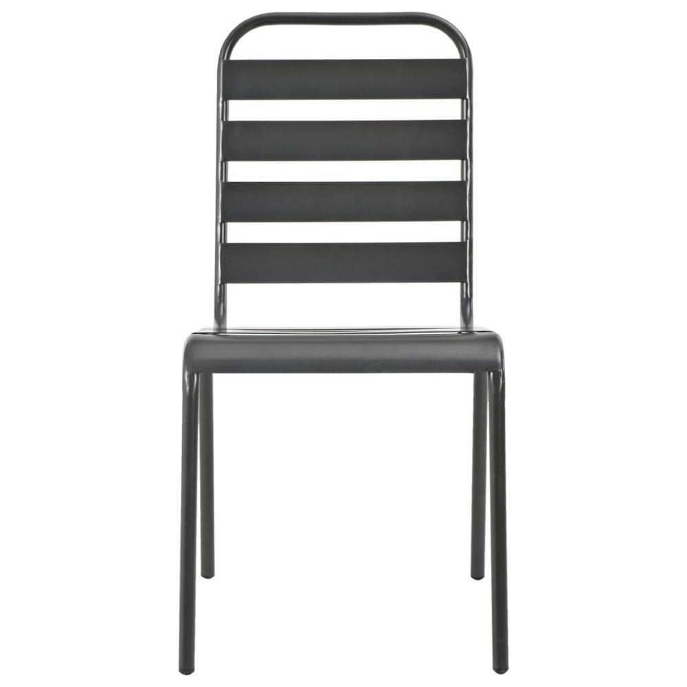 Dandy Outdoor Chair Set of 4 | Slatted Design | Dark Gray E-Coated Steel