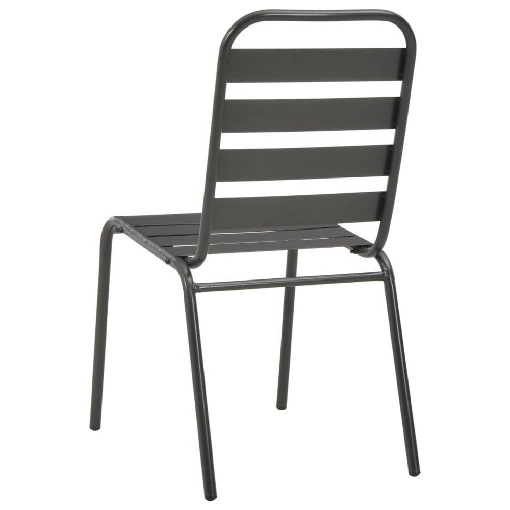 Dandy Outdoor Chair Set of 4 | Slatted Design | Dark Gray E-Coated Steel