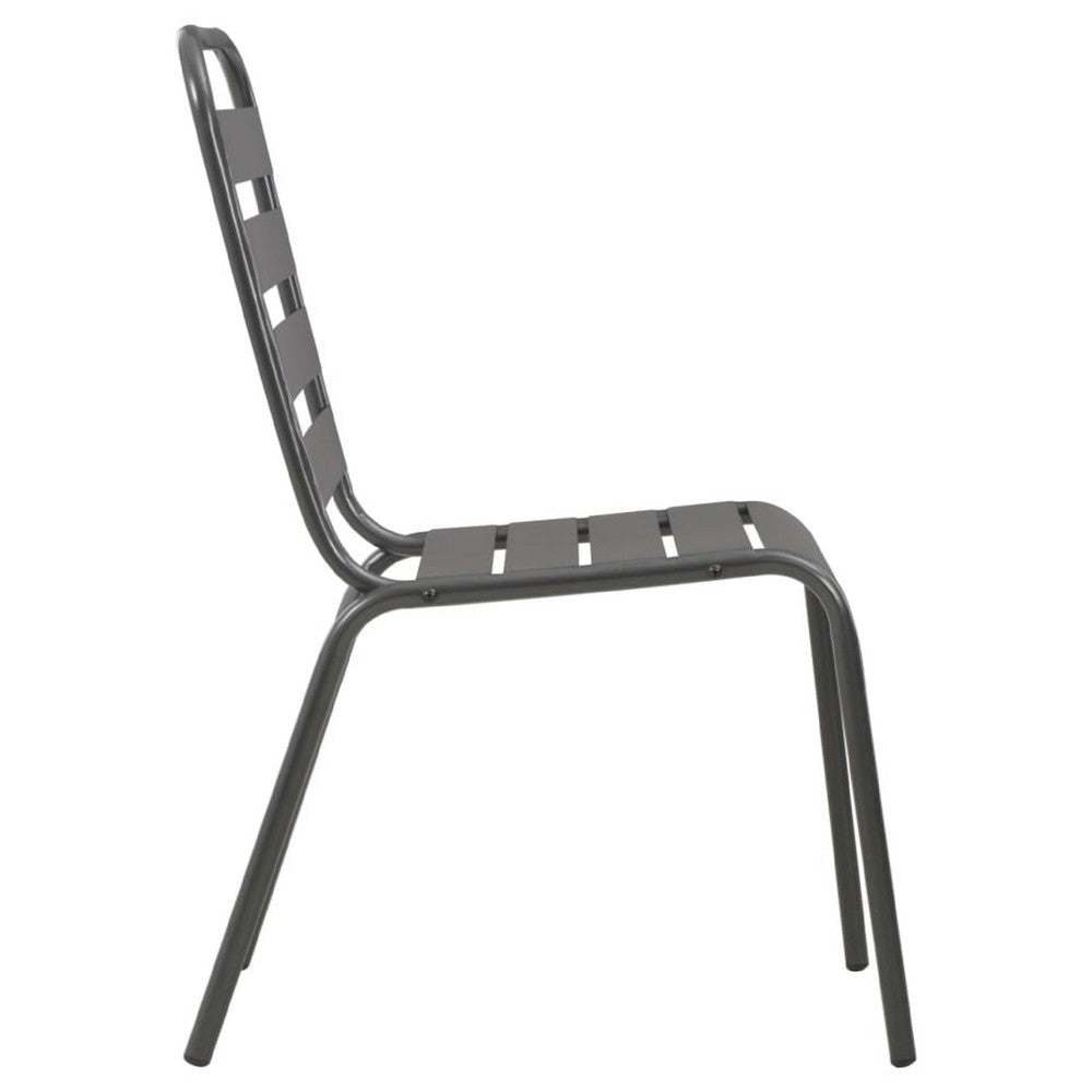 Dandy Outdoor Chair Set of 4 | Slatted Design | Dark Gray E-Coated Steel