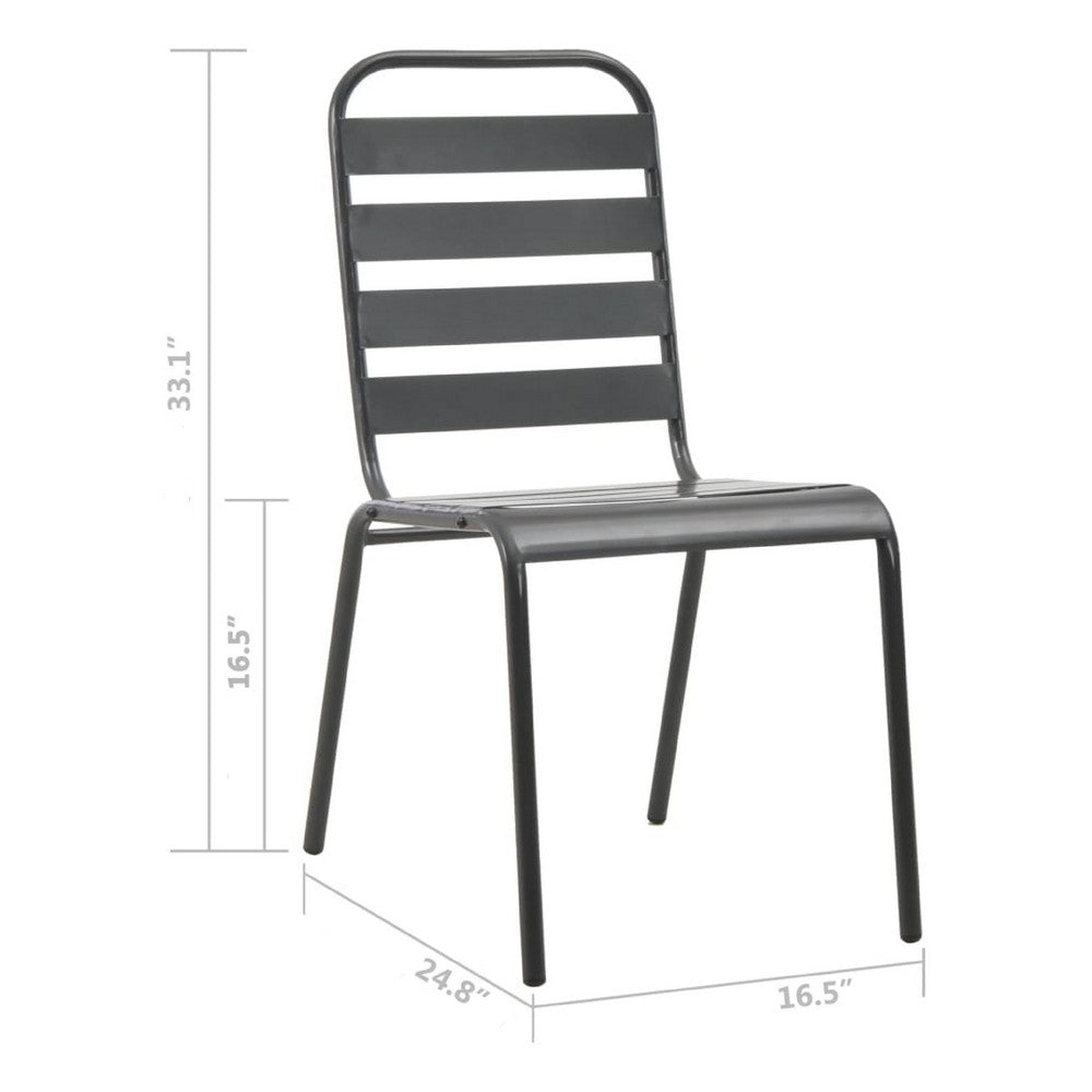 Dandy Outdoor Chair Set of 4 | Slatted Design | Dark Gray E-Coated Steel