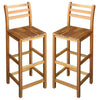 Ziki Bar Chair Set of 2 | Included Footrest | Natural Brown Acacia Wood