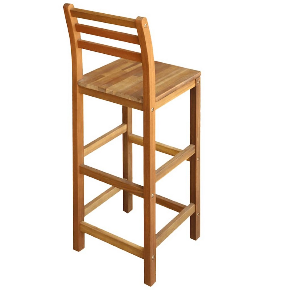 Ziki Bar Chair Set of 2 | Included Footrest | Natural Brown Acacia Wood