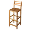 Ziki Bar Chair Set of 2 | Included Footrest | Natural Brown Acacia Wood