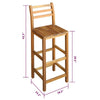 Ziki Bar Chair Set of 2 | Included Footrest | Natural Brown Acacia Wood