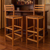 Ziki Bar Chair Set of 2 | Included Footrest | Natural Brown Acacia Wood