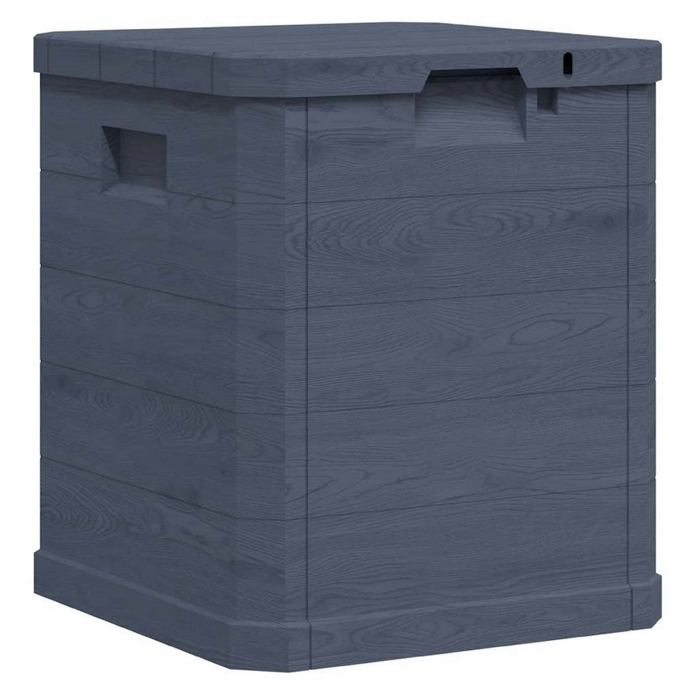 Evvie Tall Storage Box w Wooden Design | Anthracite Gray Plastic