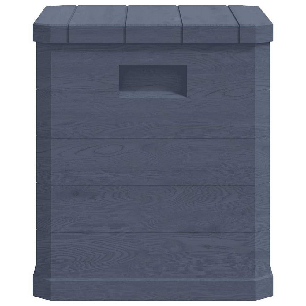 Evvie Tall Storage Box w Wooden Design | Anthracite Gray Plastic