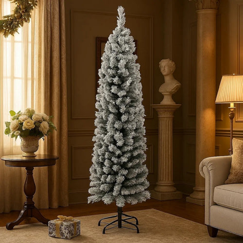 Anzie Artificial Christmas Tree w Steel Angled Shape | Green PVC