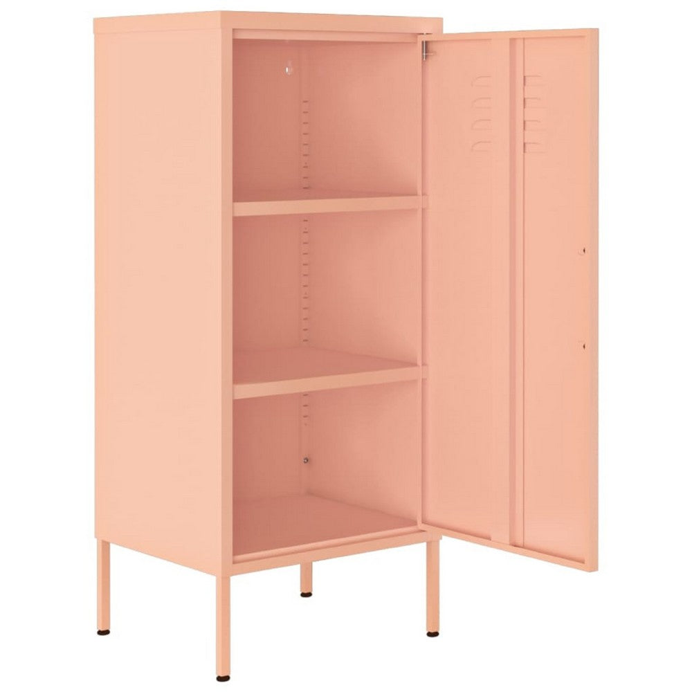 Nyla Steel Storage Cabinet w Adjustable Shelves | Pink