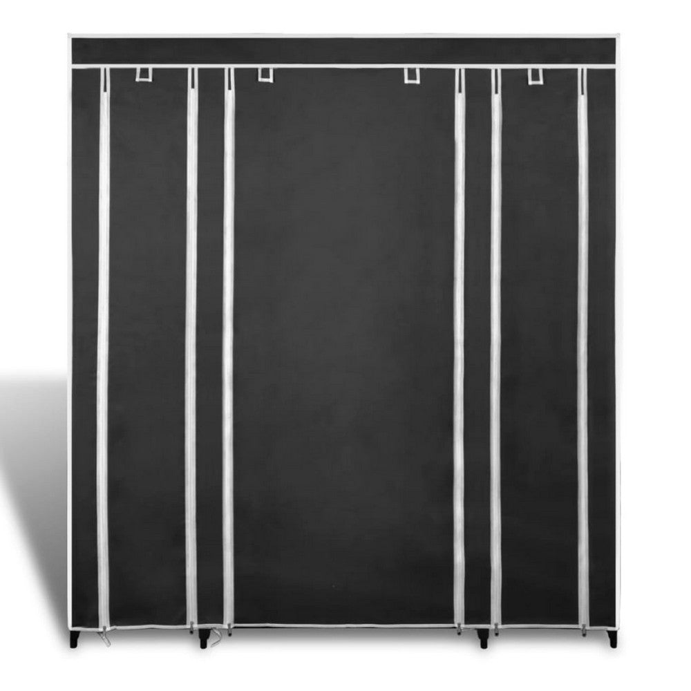 Leyla Wardrobe Cabinet w Cover | Black Non-Woven Fabric | Iron