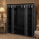 Leyla Wardrobe Cabinet w Cover | Black Non-Woven Fabric | Iron