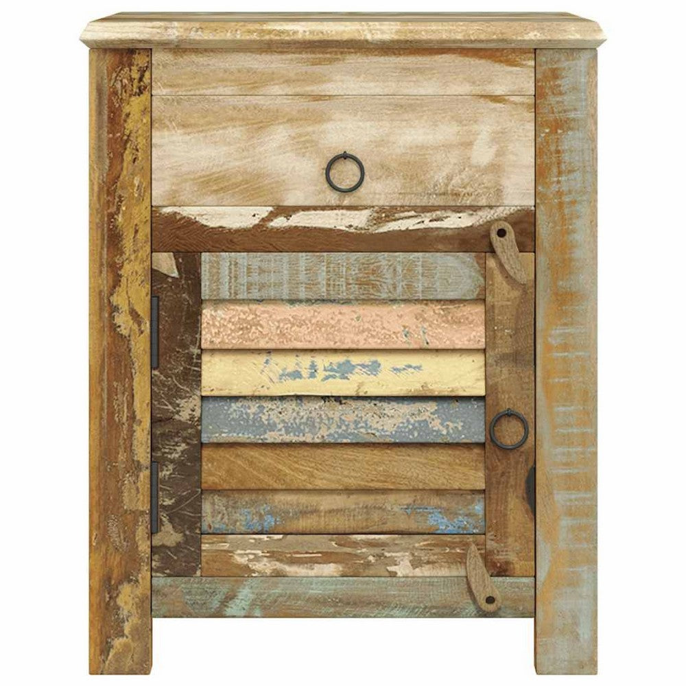 Nolan Vintage Cabinet w Drawer & Door | Slatted Design | Solid Wood