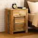 Nolan Vintage Cabinet w Drawer & Door | Slatted Design | Solid Wood