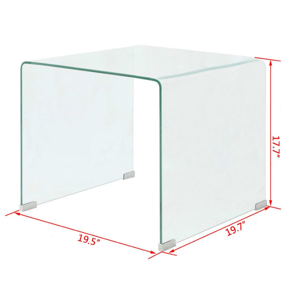 Jackie Coffee Table | Square A-Frame | Clear Tempered Glass | 20"